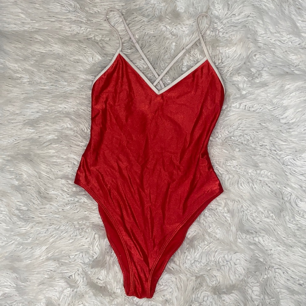 One piece red bikini